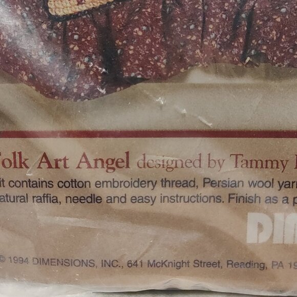 Counted Cross Stitch Folk Art Angel Needlepoint Kit Dimensions 72180 Sealed Vtg - Picture 5 of 8